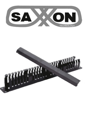 SAXXON CO-48P - Organizador horizontal 48 posiciones para rack 19 pulgadas, 1U, metálico con tapa negra