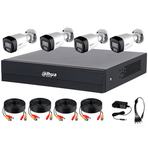 DAHUA DH-KIT/XVR1B04-I/T/4-HAC-HFW1200RLN-IL-T - Cámara IP, WizSense, 4 canales, 2 MP, iluminación dual, micrófono, SMD Plus