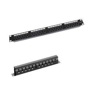 SAXXON KIT - Patch panel Cat5e de 24 puertos para rack de 19 pulgadas más organizador horizontal con tapa 1U
