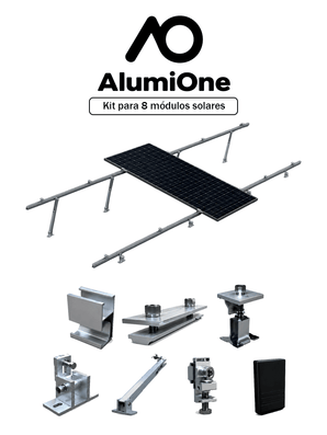 ALUMIONE 1V8 - Kit montaje vertical 8 paneles solares, inclinación 15-30°, para módulos 2382 x 1134 mm