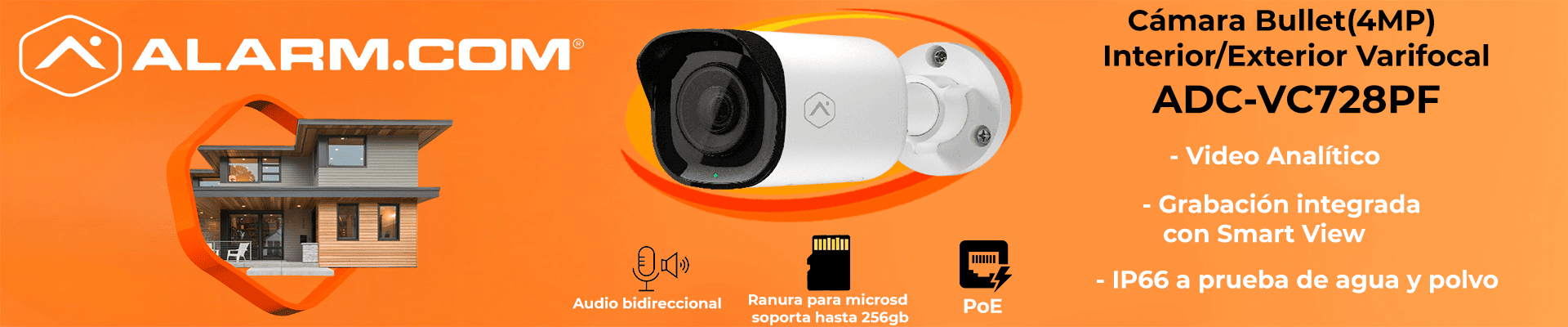 ADC-VC728PF Cámara Bullet(4MP) Interior/Exterior Varifocal        