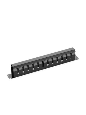 SAXXON CO-24P - Organizador horizontal 24 posiciones para rack 19 pulgadas, 1U, metálico con tapa negra