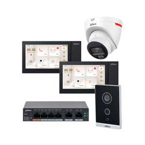DAHUA KITVPIP2MONCAMDH - Kit de Videoportero IP WiFi con 2 Monitores, Cámara IP y Switch PoE