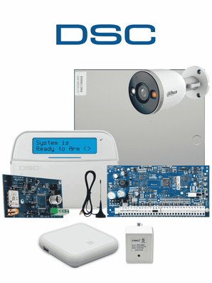 DSC NEO-LCDRF-LE4050 + DAHUA IP - Kit alarma 32 zonas, panel HS2032, teclado HS2LCDRF9N, LE4050m y cámara IP