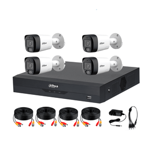 DAHUA DH-KIT/XVR5104HS-4KL-I3/T/4-HFW1500RMN-IL-T - DVR XVR, WizSense, reconocimiento facial, 4 canales, 5 MP, SMD Plus