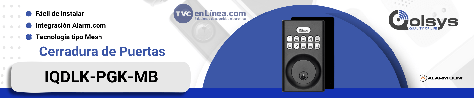 Cerradura de Puerta Inteligente Qolsys IQDLK-PGK-SN PowerG negro mate ( Matted Black )