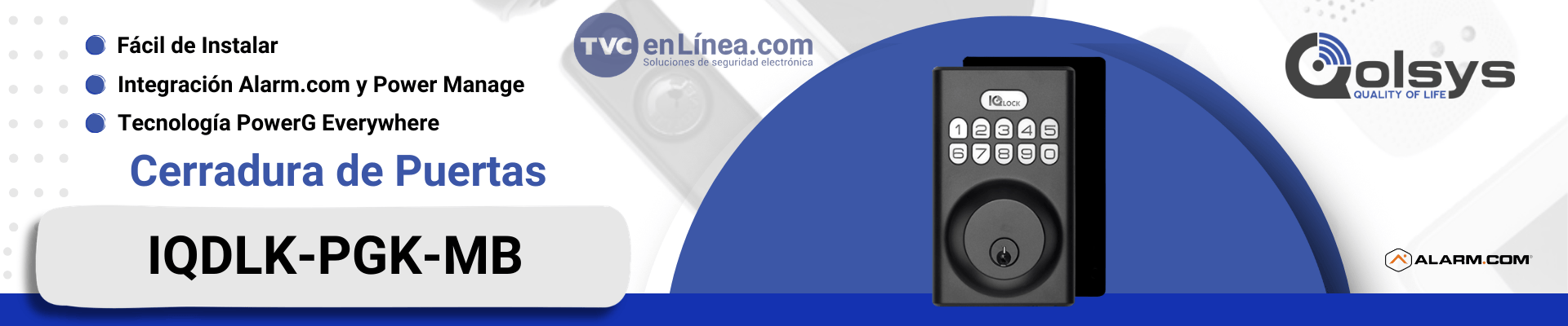 Cerradura de Puerta Inteligente Qolsys IQDLK-PGK-SN PowerG negro mate ( Matted Black )