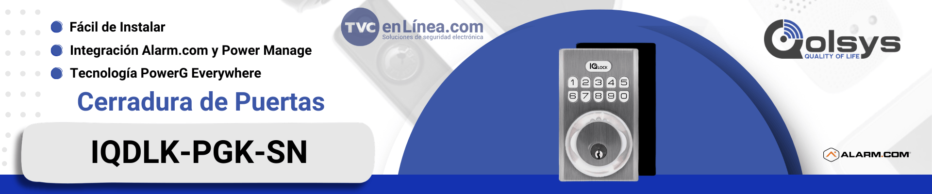 Cerradura de Puerta Inteligente Qolsys IQDLK-PGK-SN PowerG níquel satinado (Satin Nickel)
