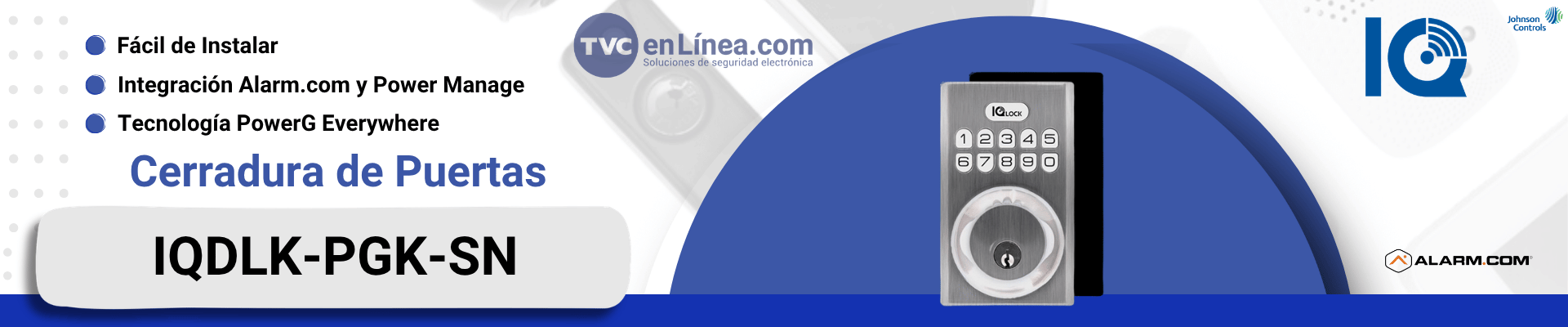 Cerradura de Puerta Inteligente IQ (Qolsys) IQDLK-PGK-SN PowerG níquel satinado (Satin Nickel)