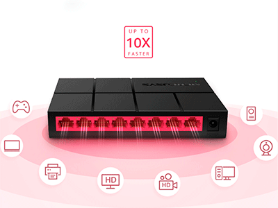 Expande la red Ethernet con puertos Gigabit
