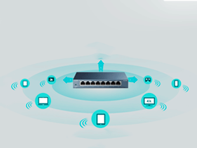 Cinco puertos Gigabit para velocidades más rápidas