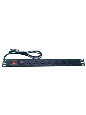 SAXXON PDU08-10A - Barra PDU con 8 Contactos Individuales , 10 Amp , 120V , 1UR , Protección contra rayos , Aleación de Aluminio