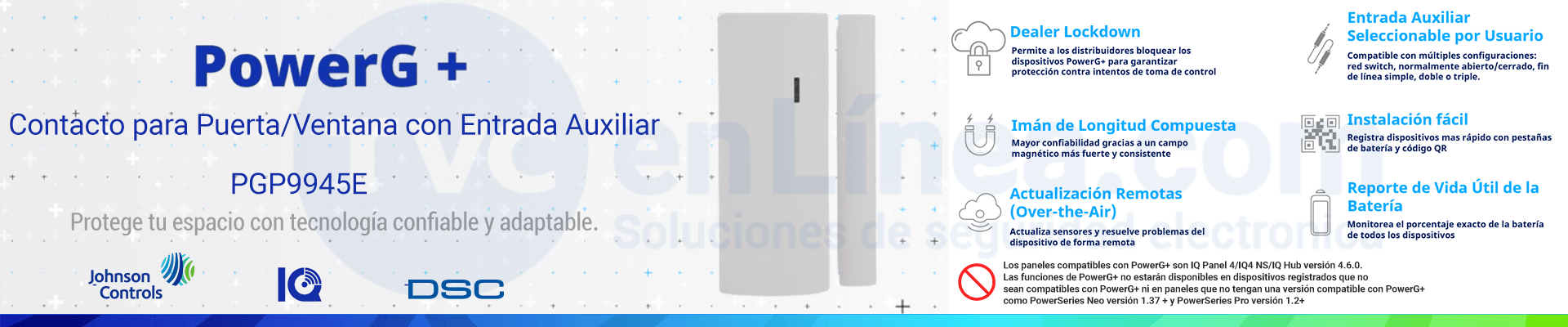 Contacto para Puerta/Ventana con Entrada Auxiliar PowerG + PGP9945E