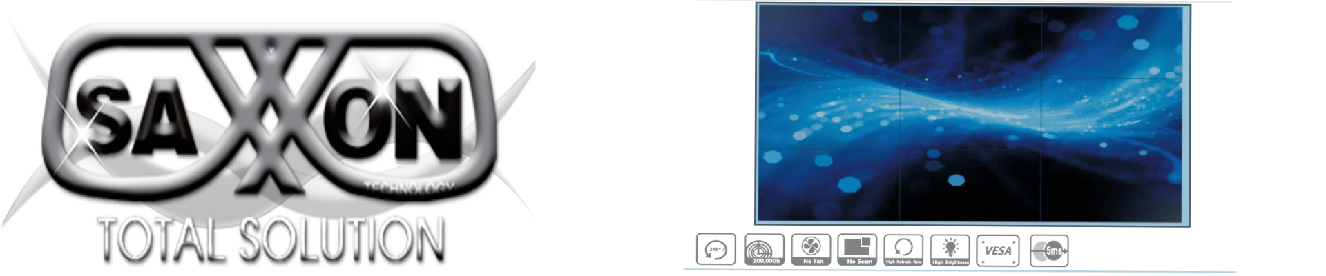 EL modelo SAXXON AN5535B1 es una pantalla LED con marco ultra delgado de 55 pulgadas ideal para video wall.