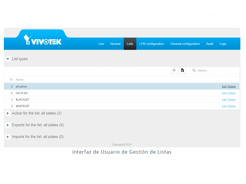 Gestión de listas para verificación de números de placas