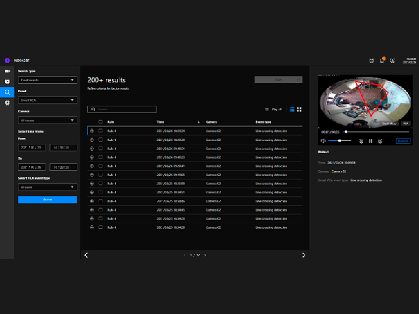 Búsqueda inteligente de eventos VCA.
