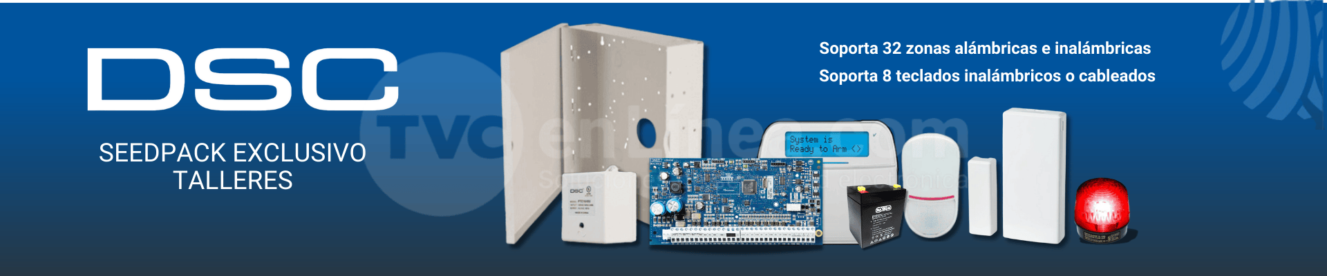 Información general de Kit Panel, Teclado Cableado LCD Alfanumérico, Detector de movimiento, 2 Contactos cableados, Transformador y Gabinete