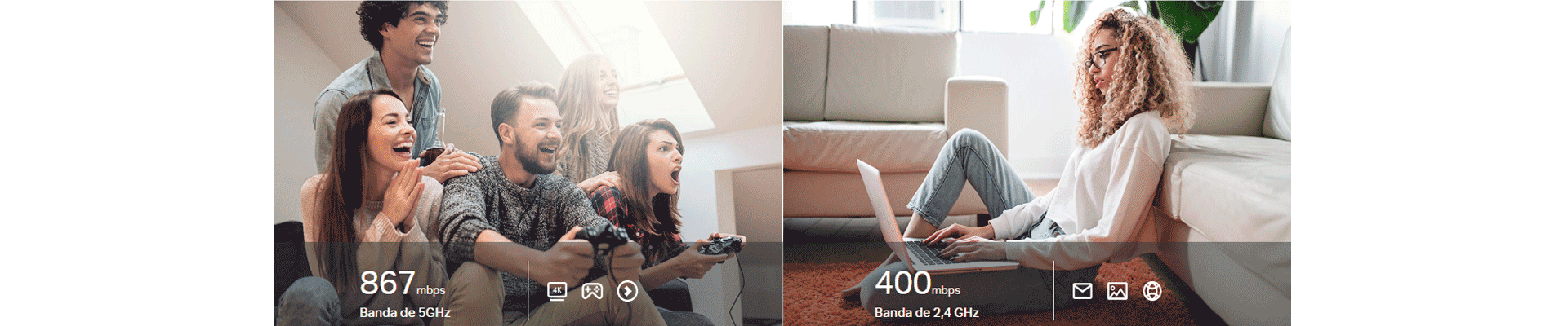 El WiFi de doble banda AC1200 satisface sus necesidades de red fluidas