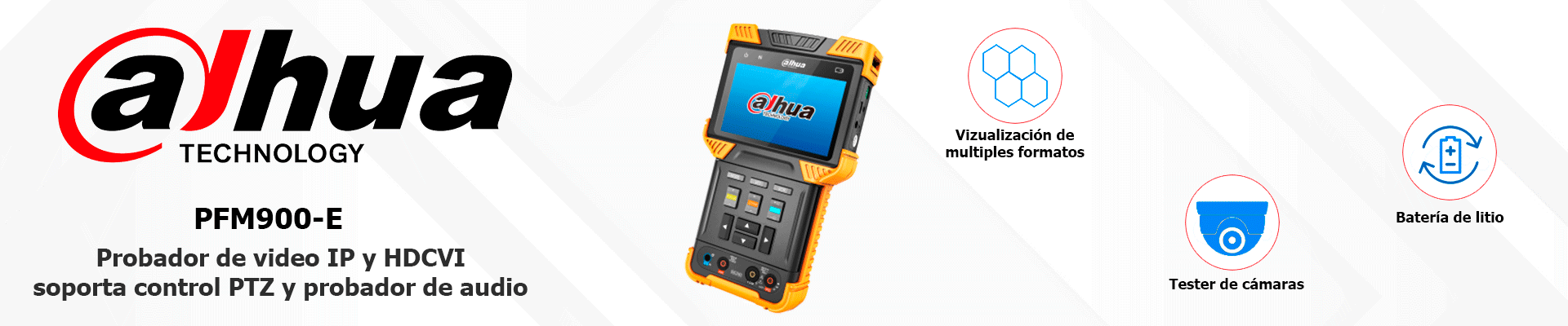  Probador de senal HDCVI / Analogica / IP / ONVIF / Control PTZ 
