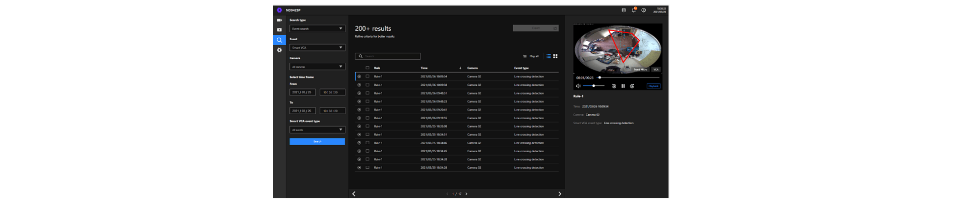Búsqueda de eventos con Smart VCA.